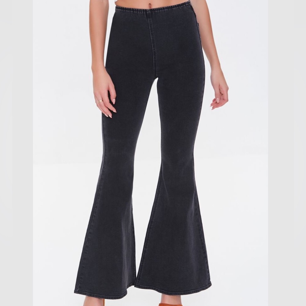 Black wash flare jeans